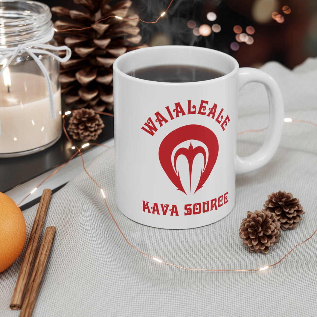 Waialeale Kava Source Mug, 11oz Coffee Cup for Kava Lovers, Tropical Vibe Drinkware, Unique Gift for Tea Enthusiasts, Beach Party Mugs